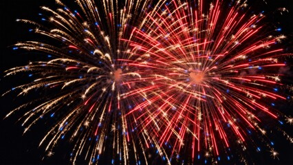 Colorful fireworks exploding in night sky