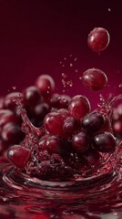 Grapes Falling Into Pool of Red Wine