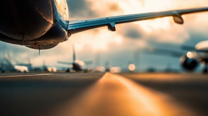 Sharp medium shot of a medium aircrafts tail section background intentionally blurred to portray scalable freight options in aviation