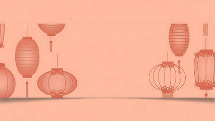 Decorative lanterns displayed against peach background for cultural design