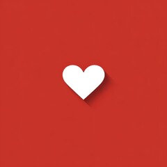 Minimalist Heart Design on Bold Red Background