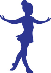 Black vector illustration of a silhouette of a man dancing alongside a woman and a ballerina in a jumping sport pose, featuring people in motion through running, yoga, and ballet action