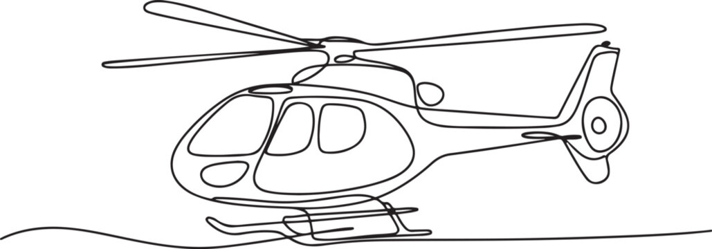 Continuous line art drawing of helicopter air transportation.one line vector illustration with out background