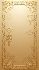 Elegant golden frame with traditional decorations for celebratory themes