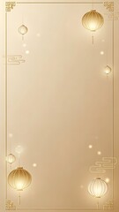 Elegant golden lanterns on a beige background for festive decorations and design