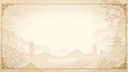 Elegant beige asian style background with traditional decorative elements