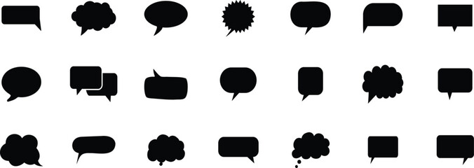 Black speech bubble set.Speech bubble comic. Set of black blank empty speech bubbles for text, chatting, message box. Vector balloon speak sign dialog communication frame. 
