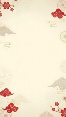 Elegant traditional asian design with red clouds and floral elements