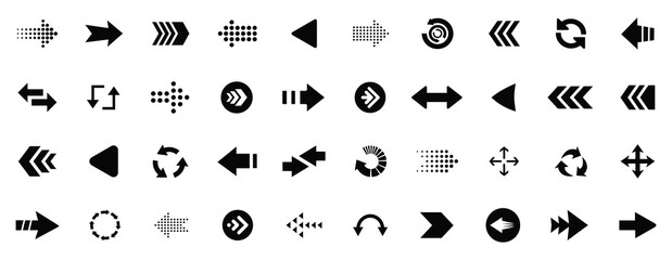 Arrow icon set. Arrow cursor. Arrow big black set. Modern simple arrows. © Mdnuhun