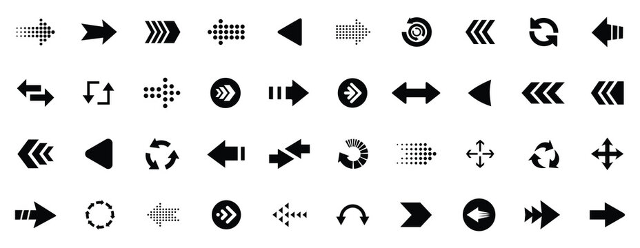 Arrow icon set. Arrow cursor. Arrow big black set. Modern simple arrows.