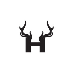 initial H letter with Horn vector logo design wild animal with horns quality stylish luxury.