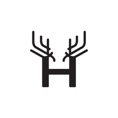 initial H letter with Horn vector logo design wild animal with horns quality stylish luxury.