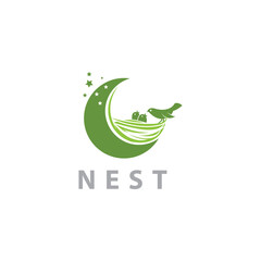 Bird's Nest Logo, Simple Bird House Illustration Templet Design Vector
