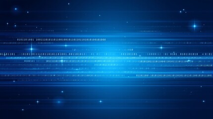 a mesmerizing abstract background features a cascade of glowing blue lines resembling digital data streams and twinkling star like light flares high quality