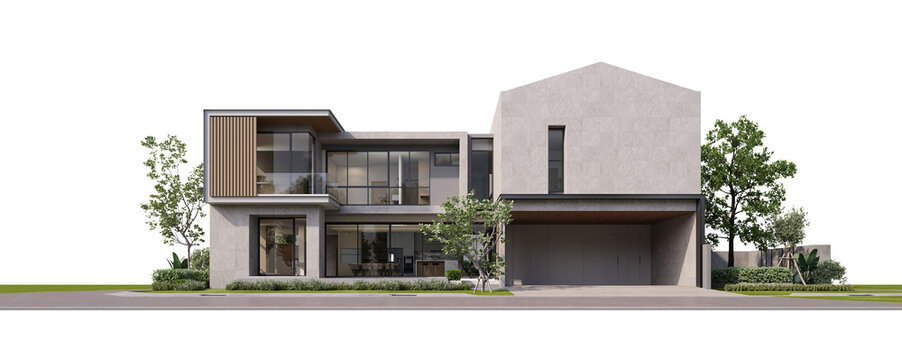 Luxury modern house isolated PNG, Concept for real estate or property.3d rendering