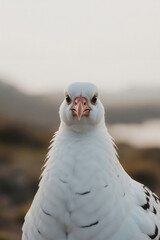 White Pernice Bianca Nordica bird with detailed plumage in natural landscape