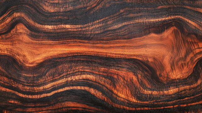 Wenge exotic wood panel texture with rich dark brown tones and natural grain pattern, creating a luxurious banner background for interior, furniture, or design use.
