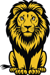Majestic Lion Mascot Vector Illustration on Transparent Background Shows Strong Power Animal Symbol.