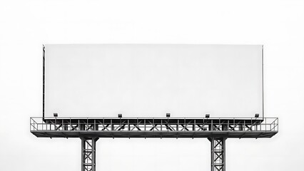 Large blank billboard on metal structure against white background isolated on white background