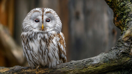 Owl sitting on a tree branch, showcasing wisdom, calm focus, and nocturnal beauty, captured in a natural setting with a serene and mysterious atmosphere