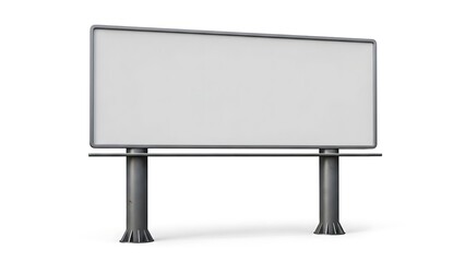 Obraz premium Blank billboard on metal stand isolated on white background
