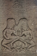 bas relief on the wall of bayon temple