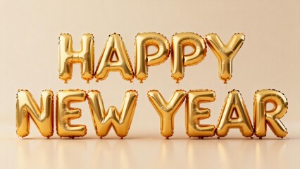 Gold happy new year balloons