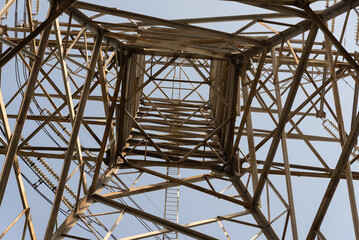 High voltage power poles from power plants.