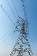 High voltage power poles from power plants.
