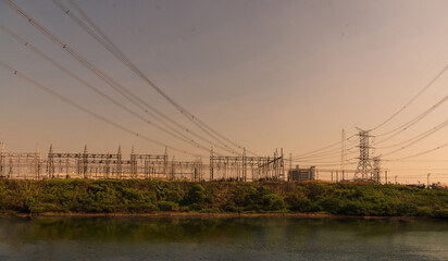 A high voltage power plant to supply electricity to the city.