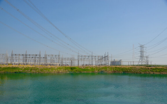 A high voltage power plant to supply electricity to the city.