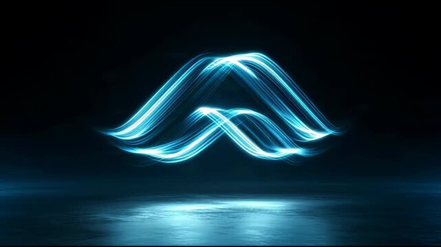 Futuristic logo reveal showcases abstract energy lines in a dark environment.