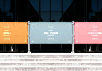 Three Outdoor Banners Mockup
