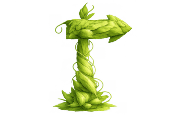 Green leaf arrow sign leading right, indicating eco-friendly direction, growth, and natural path progress