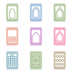 Prayer Rug Line Icon Set  Minimal Islamic Mat Vector Icons