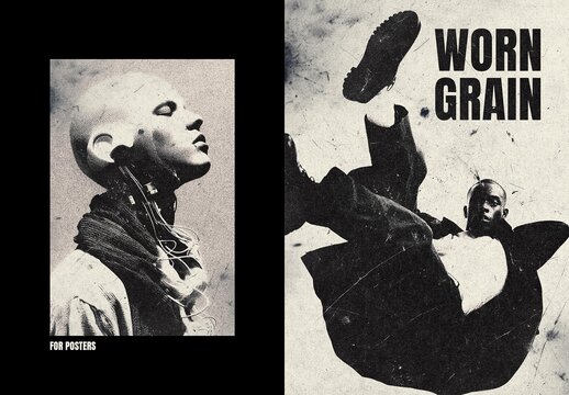 Worn Grain Poster Photo Effect Mockup