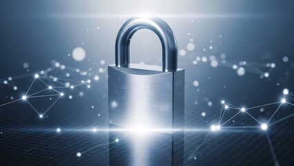 Secure Digital Lock Technology Concept with Futuristic Background and Network Connections for Data Protection and Cybersecurity Illustration
