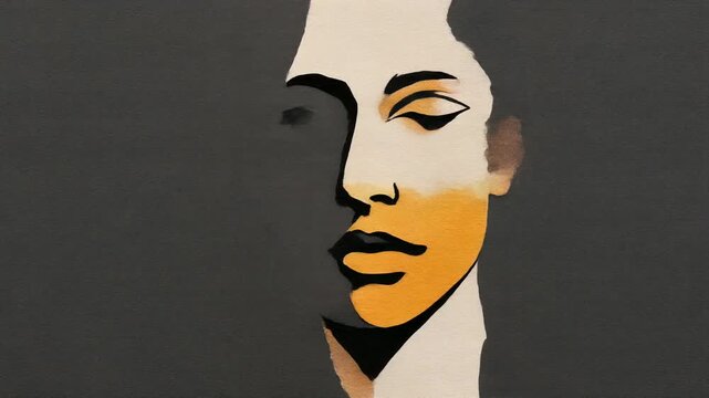 顔の輪郭と手作りパルプの質感を融合させた抽象ストップモーションアニメーション