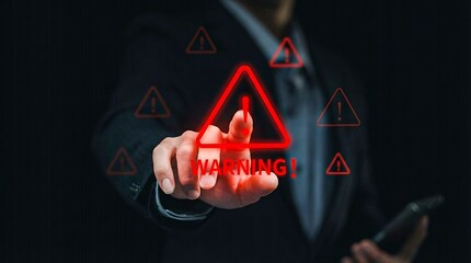 Cyber security warning alert concept with digital risk notification
