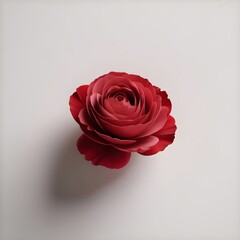 Single red rose on white background