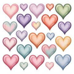 Collection of colorful hearts