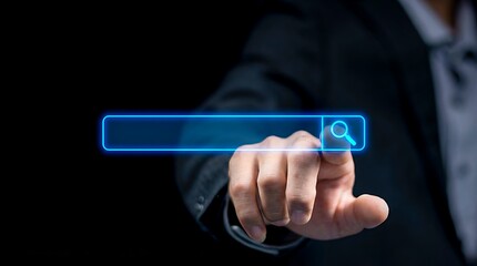 Online search bar interface concept with business technology interaction
