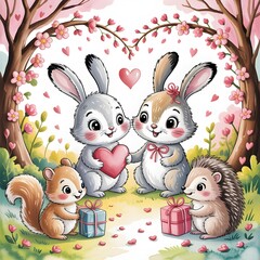 Loving bunnies with friends