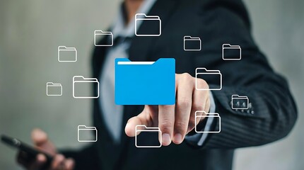 Digital file sharing and document management concept with virtual folders
