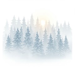Fototapeta premium Misty Winter Sunrise in a Blue and Grey Forest
