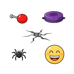 Set of April Fools Day Prank Icons and Symbols Including Whoopee Cushion, Spider, and Joy Buzzer