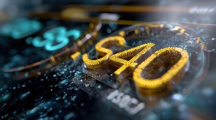 High-Tech Display with Digital Metrics and Data Visualization for Financial Analysis and Market Insights