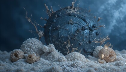 Dark blue product background with modern minimal style, elegant tone, and clean space for branding