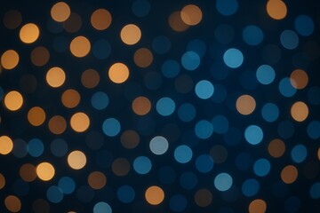 Blurred golden and blue bokeh light circles on dark background forming abstract festive glowing atmosphere concept. Ai generative. Ai generative