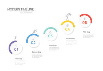 timeline infographic chart template for business 5 steps options presentation with icon elements for business presentation
